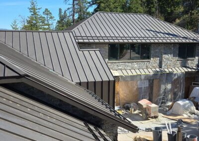 Close-up view of raised seams and concealed fasteners on a standing seam roof.